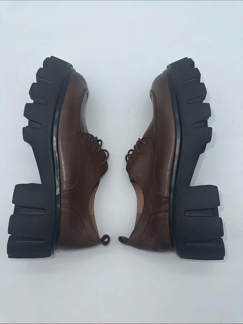 Brown Platform Lace-Up Chunky Loafers - Picture 6 of 8